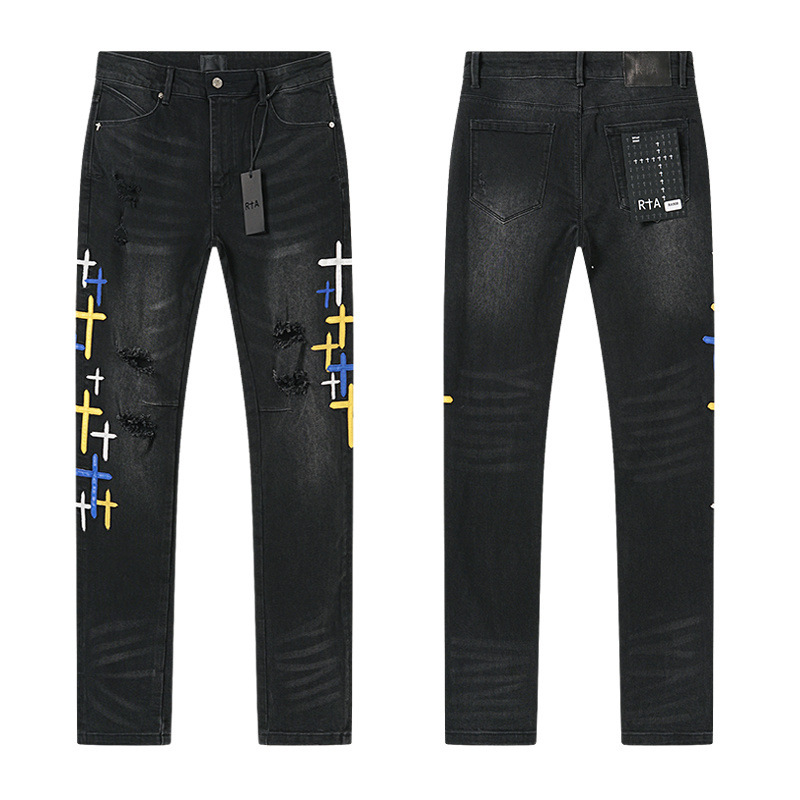 Streetwear Brand Pants - RTA Brand Men's Slim Fit Paint