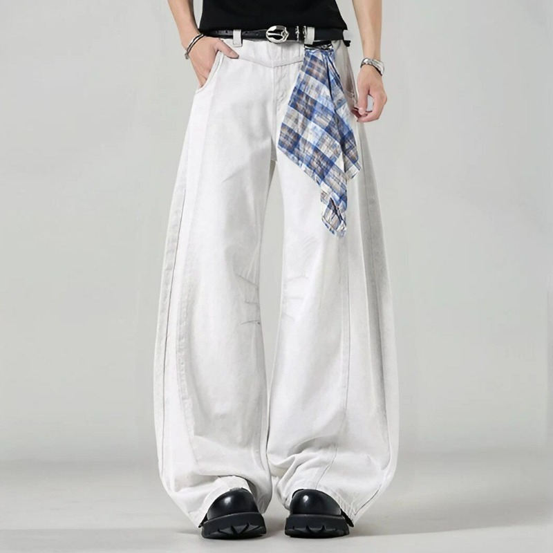 Streetwear Brand Pants - Men's Loose Wide Leg Plaid Pants