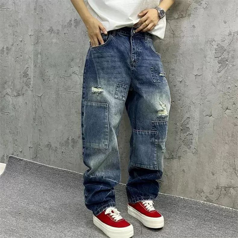 Brand Splicing Jeans Autumn Fa - Streetwear Brand Pants review and price