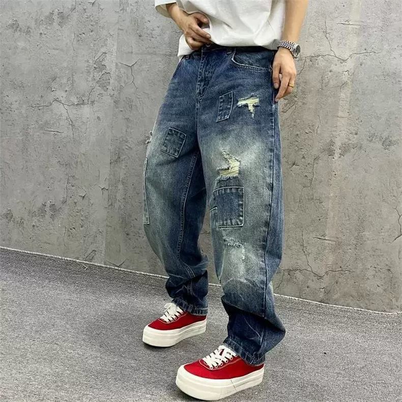 Brand Splicing Jeans Autumn Fa - Streetwear Brand Pants review and price