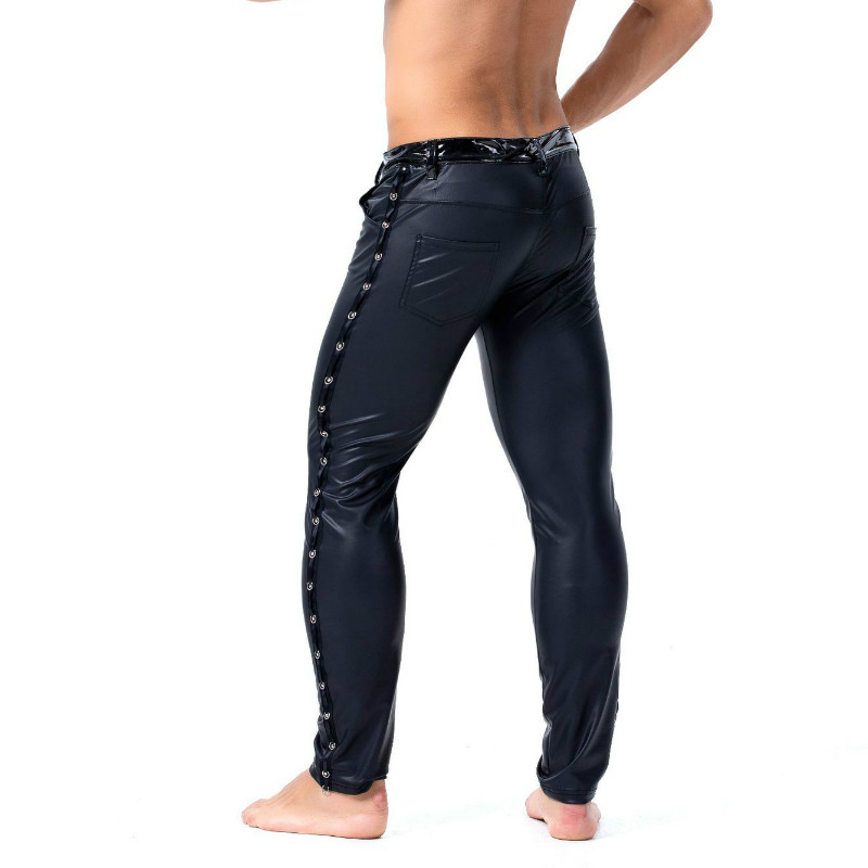 S-XXL Brand Men Leather Rivet  - Streetwear Brand Pants review and price