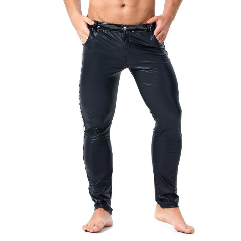 S-XXL Brand Men Leather Rivet  - Streetwear Brand Pants review and price