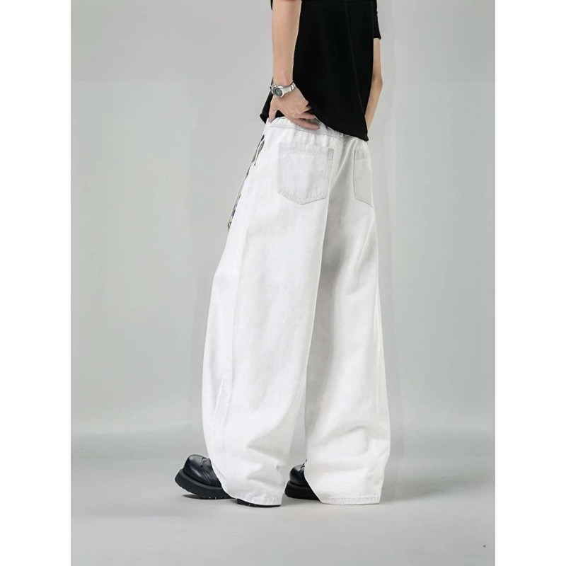Men's Loose Wide Leg Plaid Pan - Streetwear Brand Pants review and price
