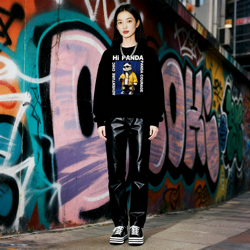 Ladies Black round Neck Hoodie - Streetwear Brand Of The Year review and price