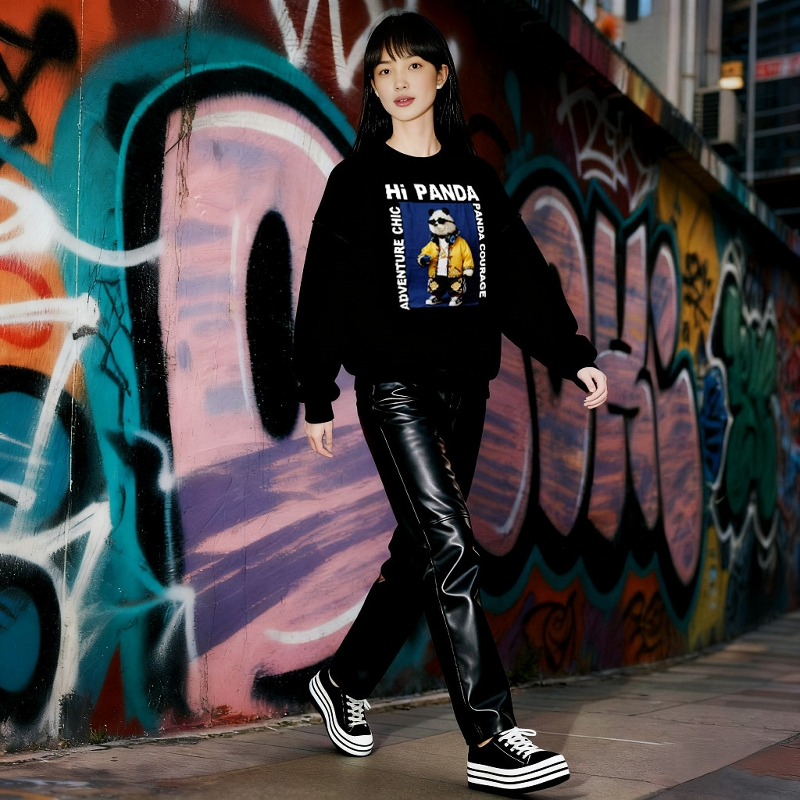 Ladies Black round Neck Hoodie - Streetwear Brand Of The Year review and price
